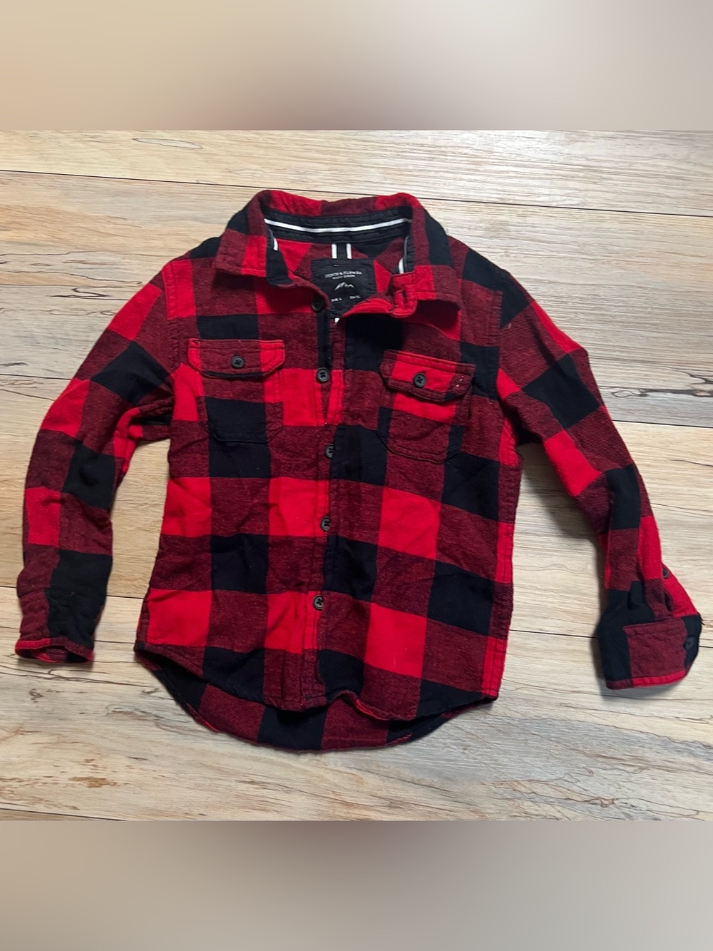 EUC - Toddler Size 4- Red & Black Checkered  - Denim & Flower Button-Up Shirt